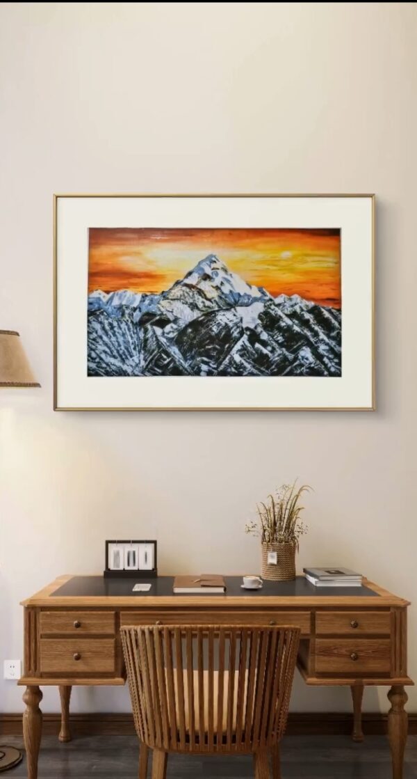 Mount Everest Mesmerizing View-Acrylic Painting,  Print - Image 2
